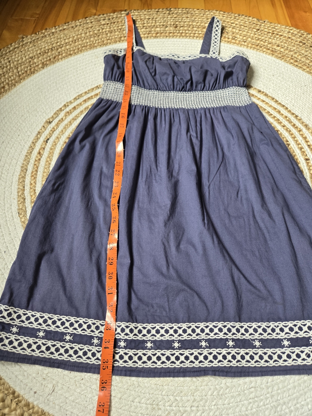 Old Navy Summer Dress White Crochet Accents Boho Chic Coastal Vintage Inspired S - Picture 11 of 14